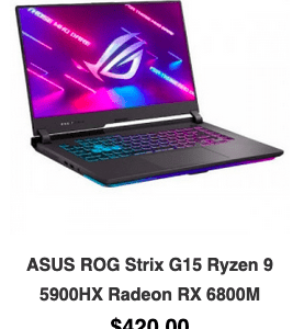 ASUS ROG Strix G15 Ryzen 9 5900HX Radeon RX 6800M